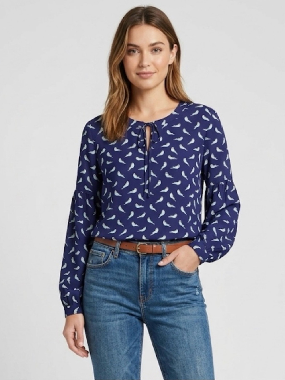 ROSE + OLIVE Women's Blouse Shirt with Birds,  Size XL, EUC
